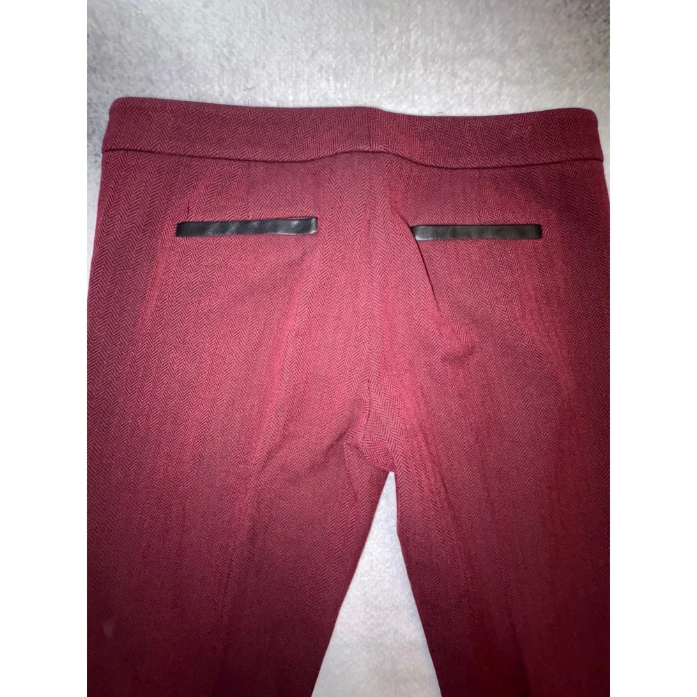 (B1) Banana Republic Sloan Burgundy Herringbone Faux Leather Trim Pant Womens 10